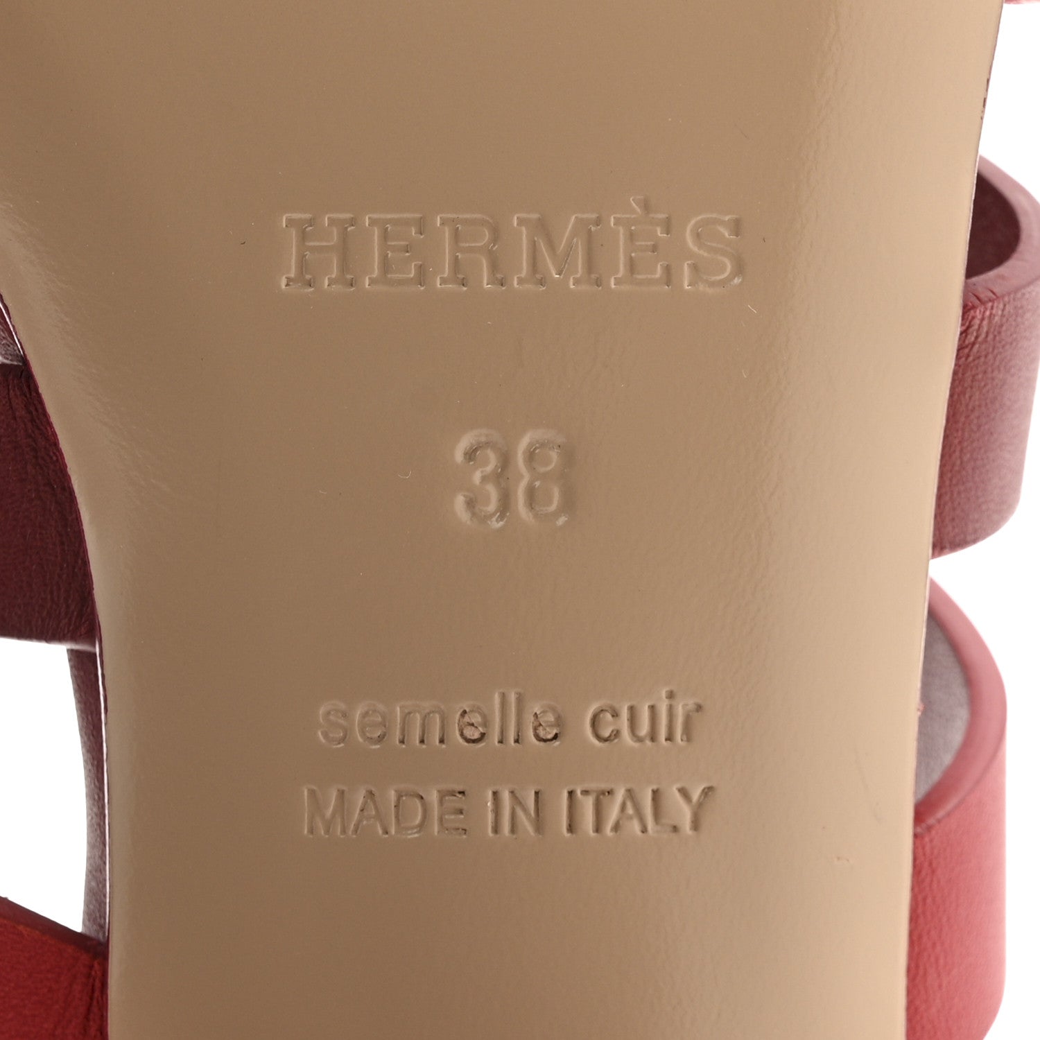 Hermes Calfskin Amica Sandals 38 Rouge Grenat Orange Solaire 7 of 9