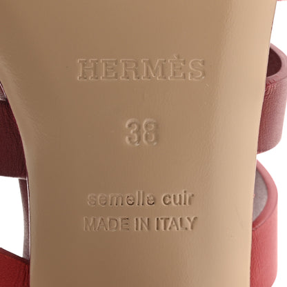 Hermes Calfskin Amica Sandals 38 Rouge Grenat Orange Solaire 7 of 9