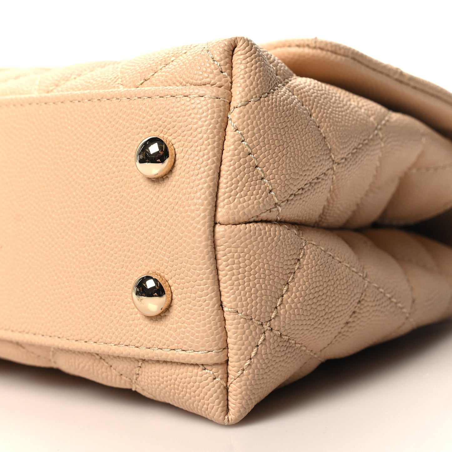 Caviar Lizard Embossed Quilted Mini Coco Handle Flap Beige