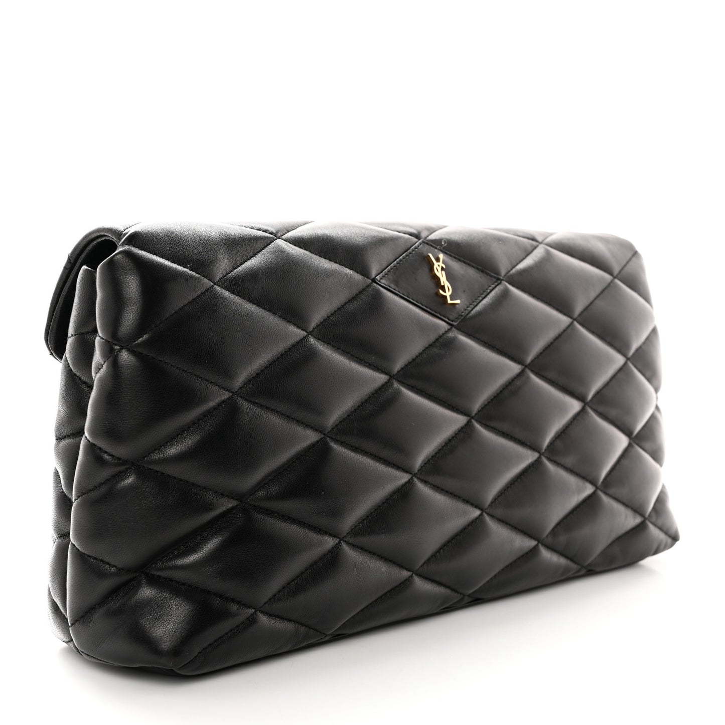 Lambskin Quilted Sade Puffer Envelope Clutch Black