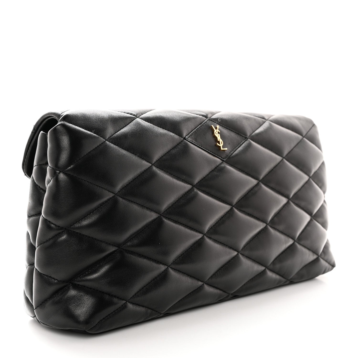 Saint Laurent Lambskin Quilted Sade Puffer Envelope Clutch Black 3 of 10