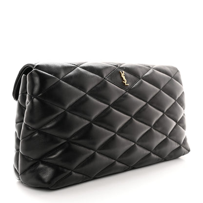 Saint Laurent Lambskin Quilted Sade Puffer Envelope Clutch Black 3 of 10