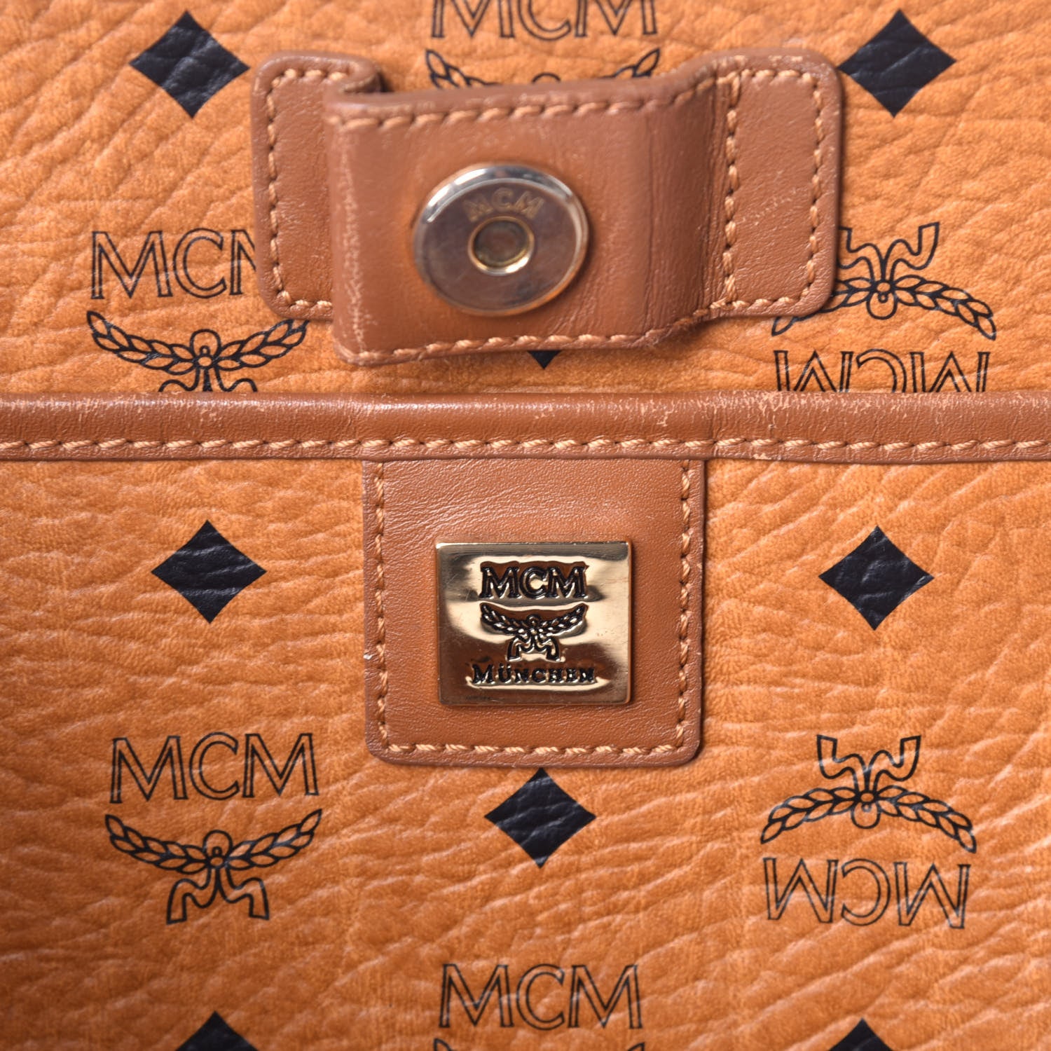 MCM Visetos Crocodile Embossed Medium Liz Shopper Tote Cognac 6 of 9