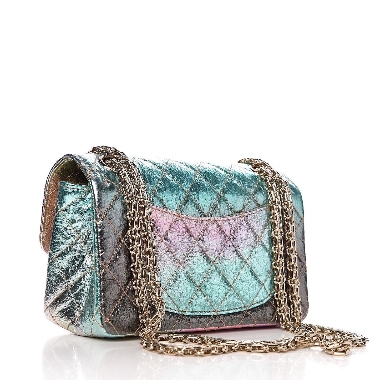 Metallic Goatskin Quilted Mini 2.55 Reissue Flap Multicolor