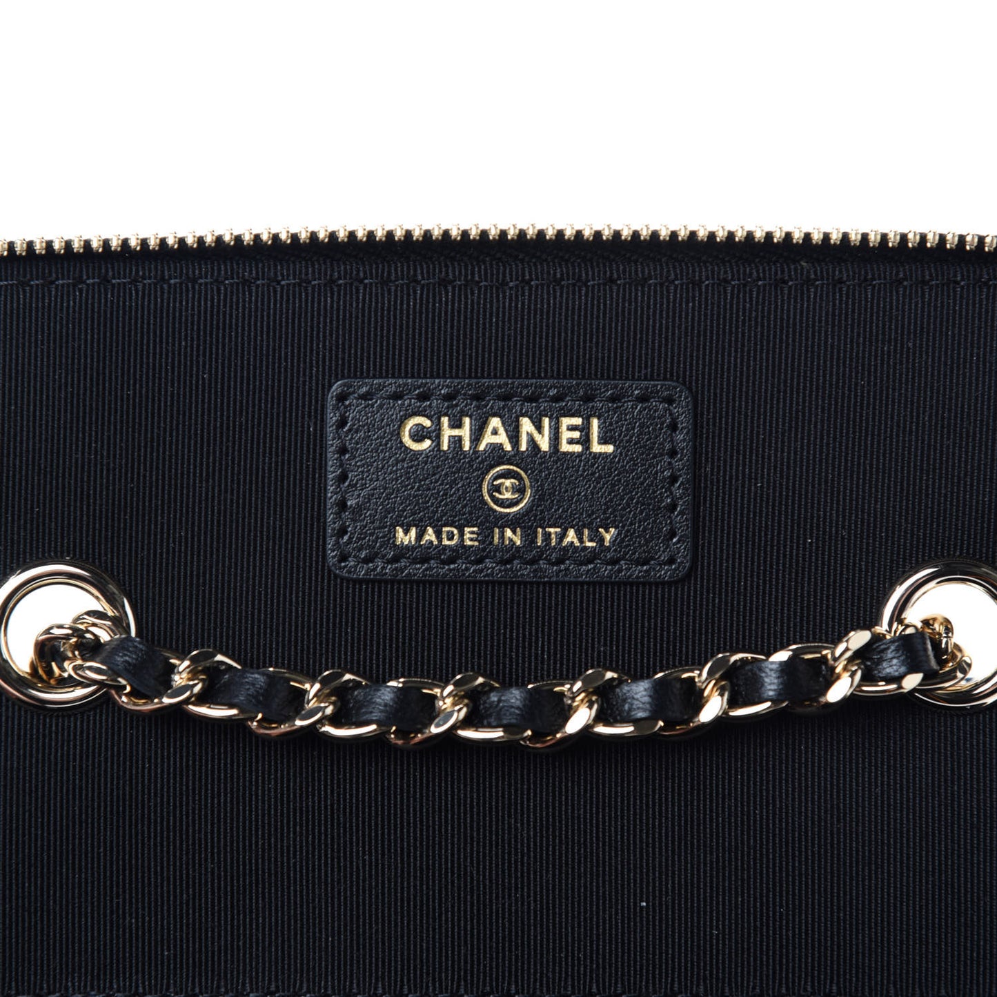 Lambskin Camellia Embossed Small Vanity Case With Chain Black