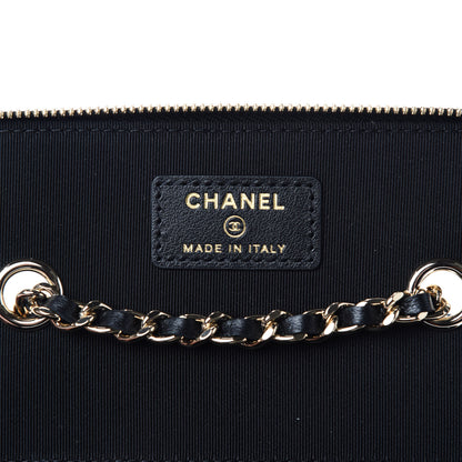 Chanel Lambskin Camellia Embossed Small Vanity Case With Chain Black 8 of 11