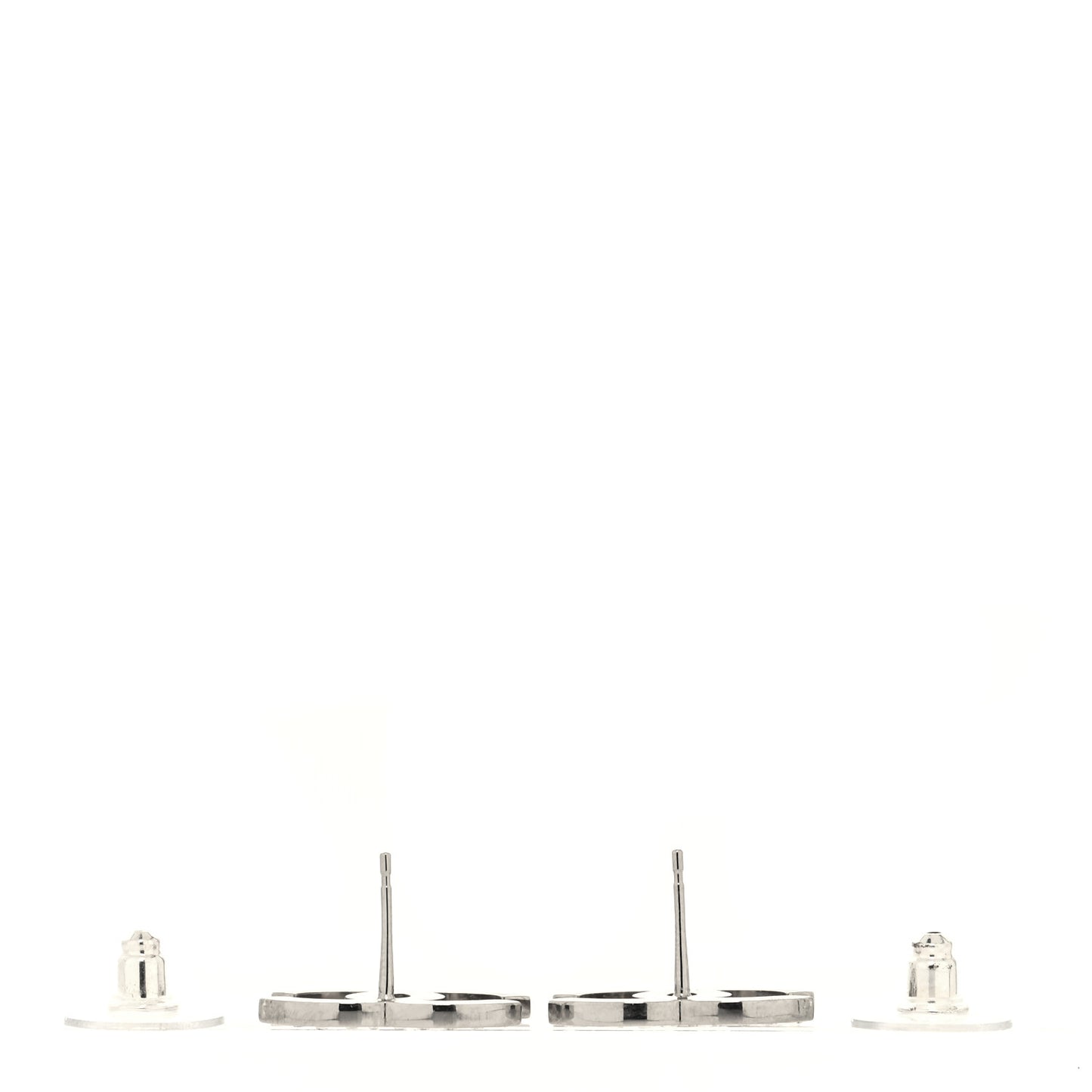 Baguette Crystal CC Earrings Silver