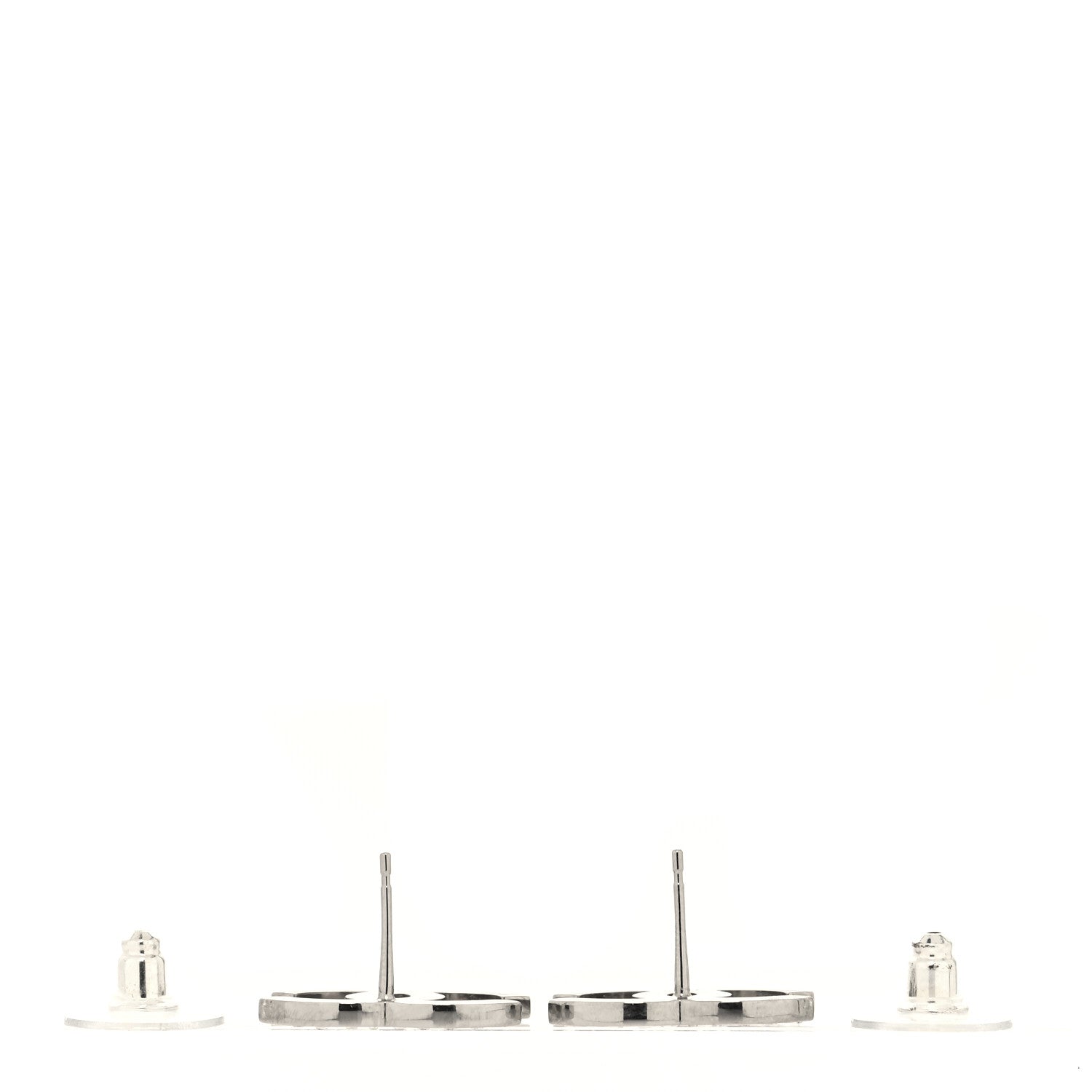 Chanel Baguette Crystal CC Earrings Silver 3 of 4