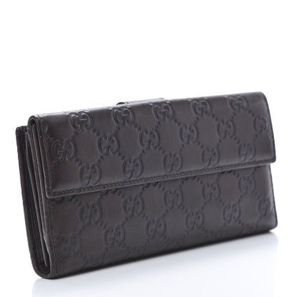 Gucci Guccissima Margaux Calfskin Icon Bar Continental Flap Wallet Chocolate 3 of 10