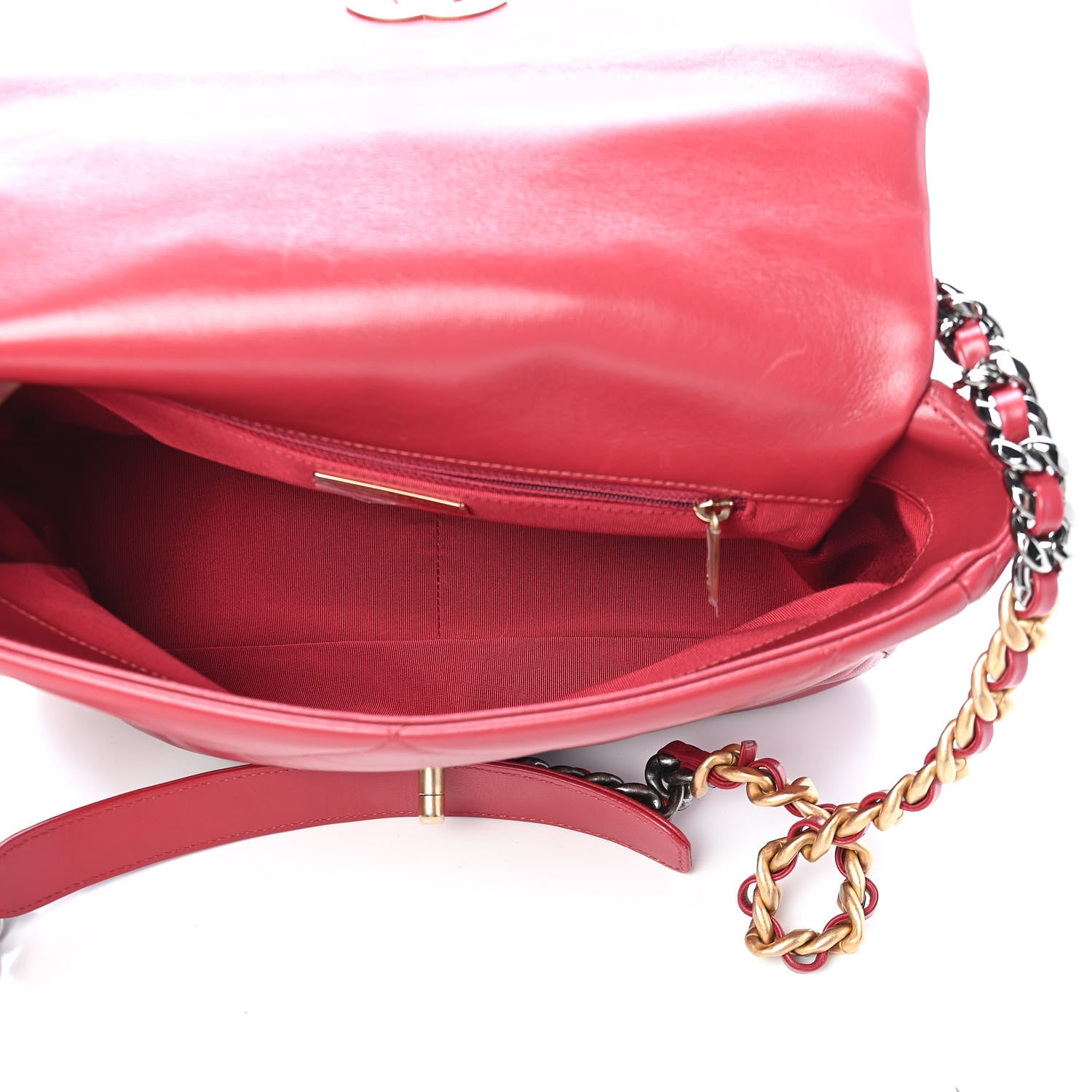 Chanel Goatskin Quilted Large Chanel 19 Flap Red 5 of 9