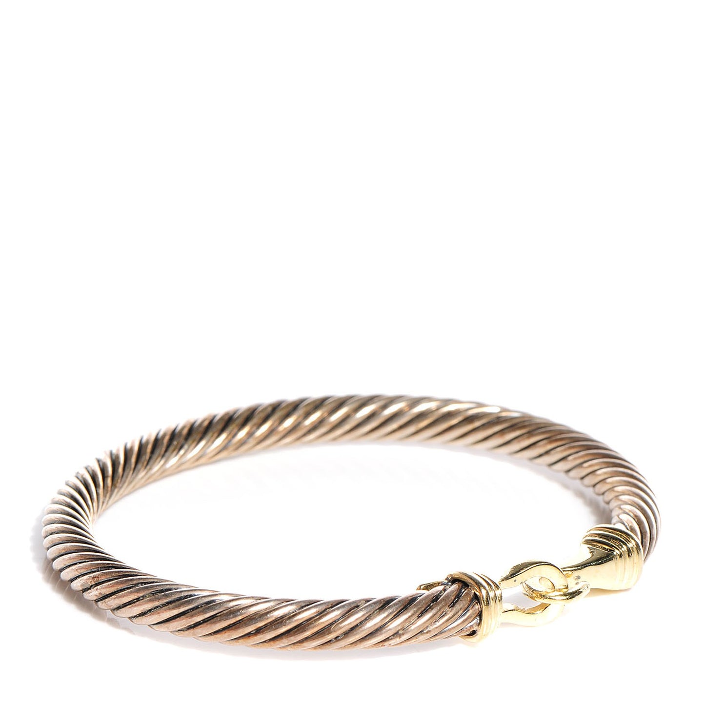 Sterling Silver 14K Yellow Gold 5mm Cable Classic Buckle Bracelet
