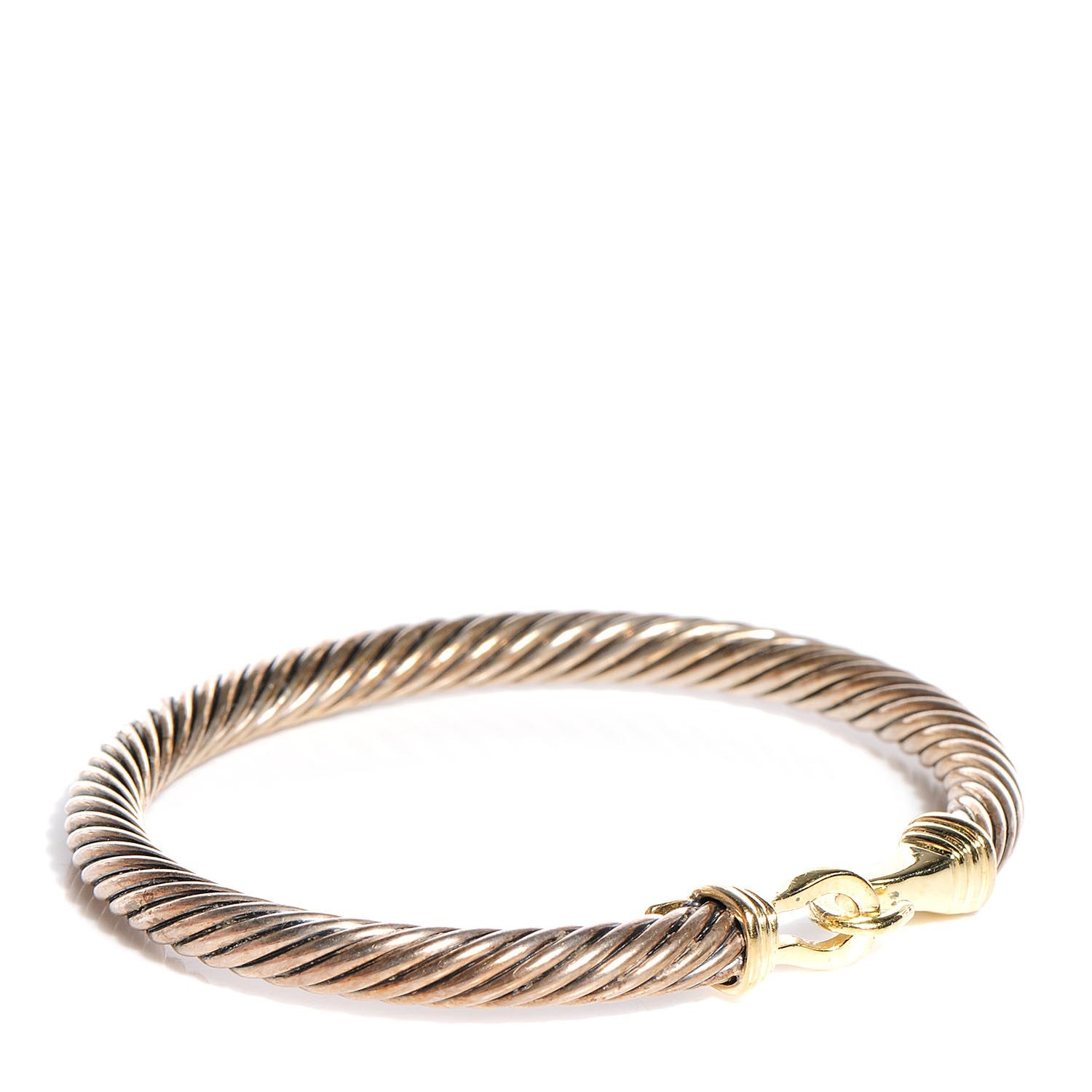 David Yurman Sterling Silver 14K Yellow Gold 5mm Cable Classic Buckle Bracelet 4 of 7