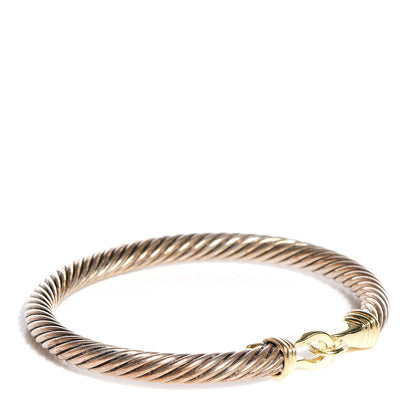 David Yurman Sterling Silver 14K Yellow Gold 5mm Cable Classic Buckle Bracelet 4 of 7