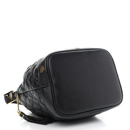 MCM Calfskin Quilted Studded Bucket Bag Black 4 of 9