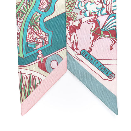 Hermes Silk Exposition Universelle Twilly Rose Poudre Vert 4 of 4