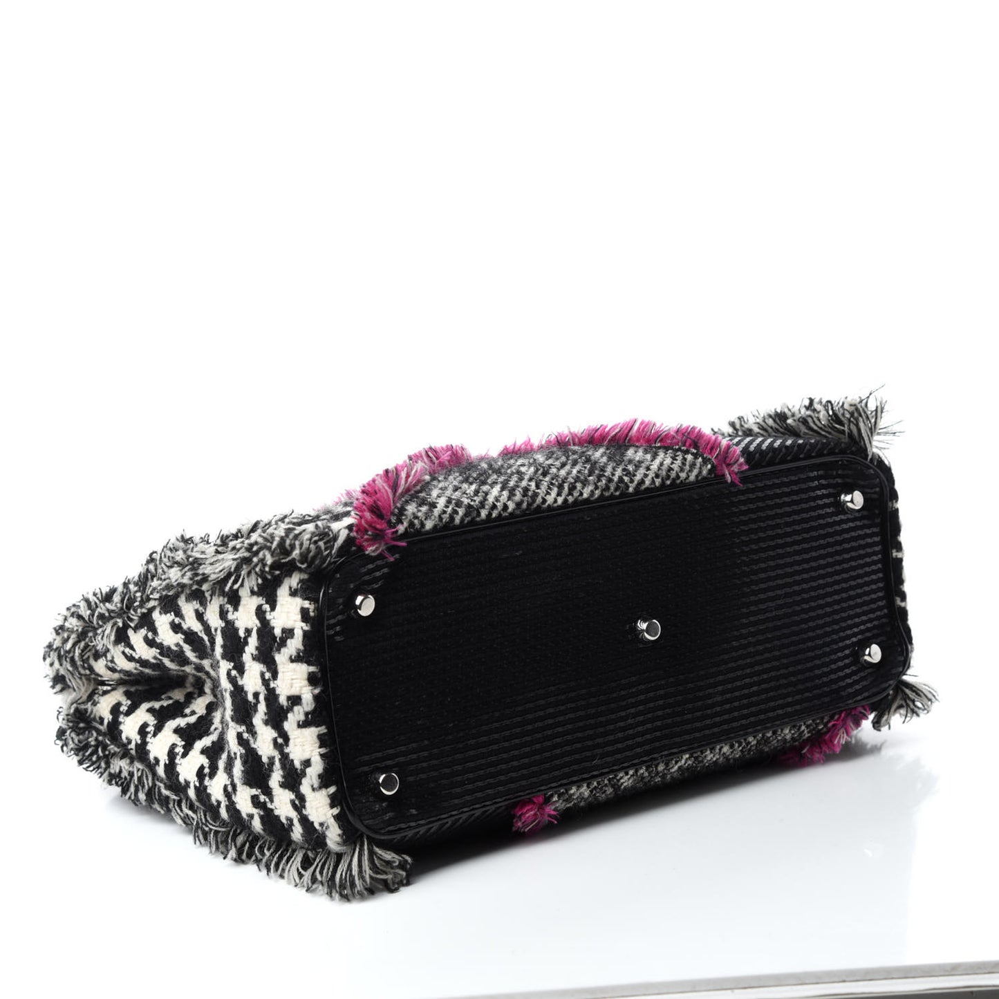 Patent Tweed Fringe Patchwork Lady Dior Black Multicolor