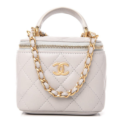 Chanel Lambskin Quilted Top Handle Mini Vanity Case With Chain Grey 1 of 11