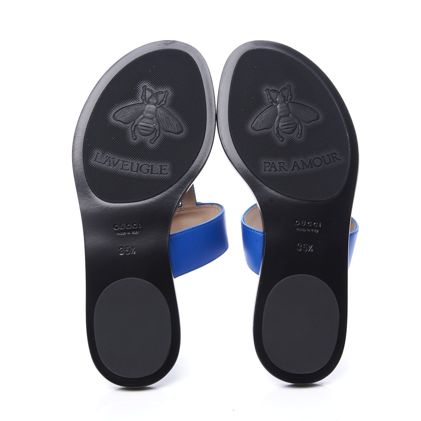Calfskin GG Marmont Thong Sandals 35.5 Shiny Electric Blue