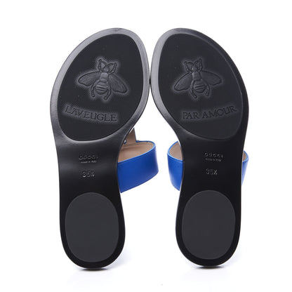 Gucci Calfskin GG Marmont Thong Sandals 35.5 Shiny Electric Blue 6 of 9