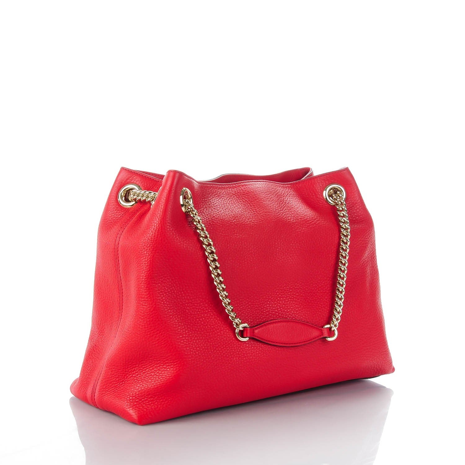 Gucci Pebbled Calfskin Medium Soho Chain Shoulder Bag Tabasco Red 3 of 7