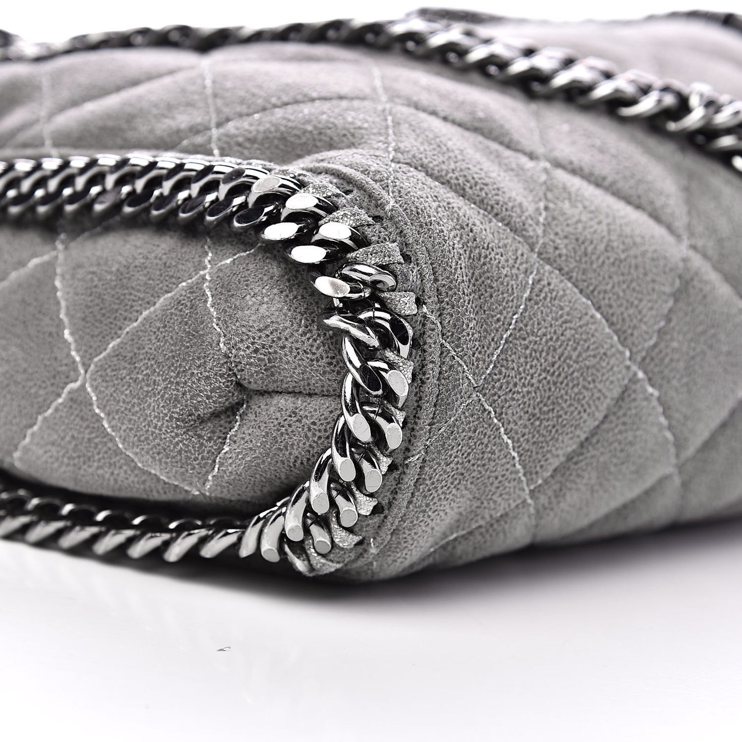 Shaggy Deer Quilted Small Falabella Tote Grey