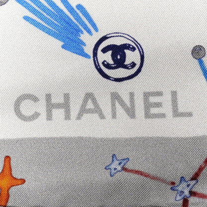 Chanel Silk Constellations CC Square Scarf Grey Multicolor 2 of 4