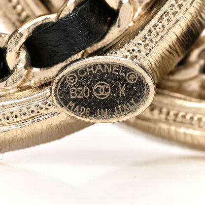 Chanel Lambskin Crystal Vintage Allure CC Chain Brooch Black Gold 5 of 6