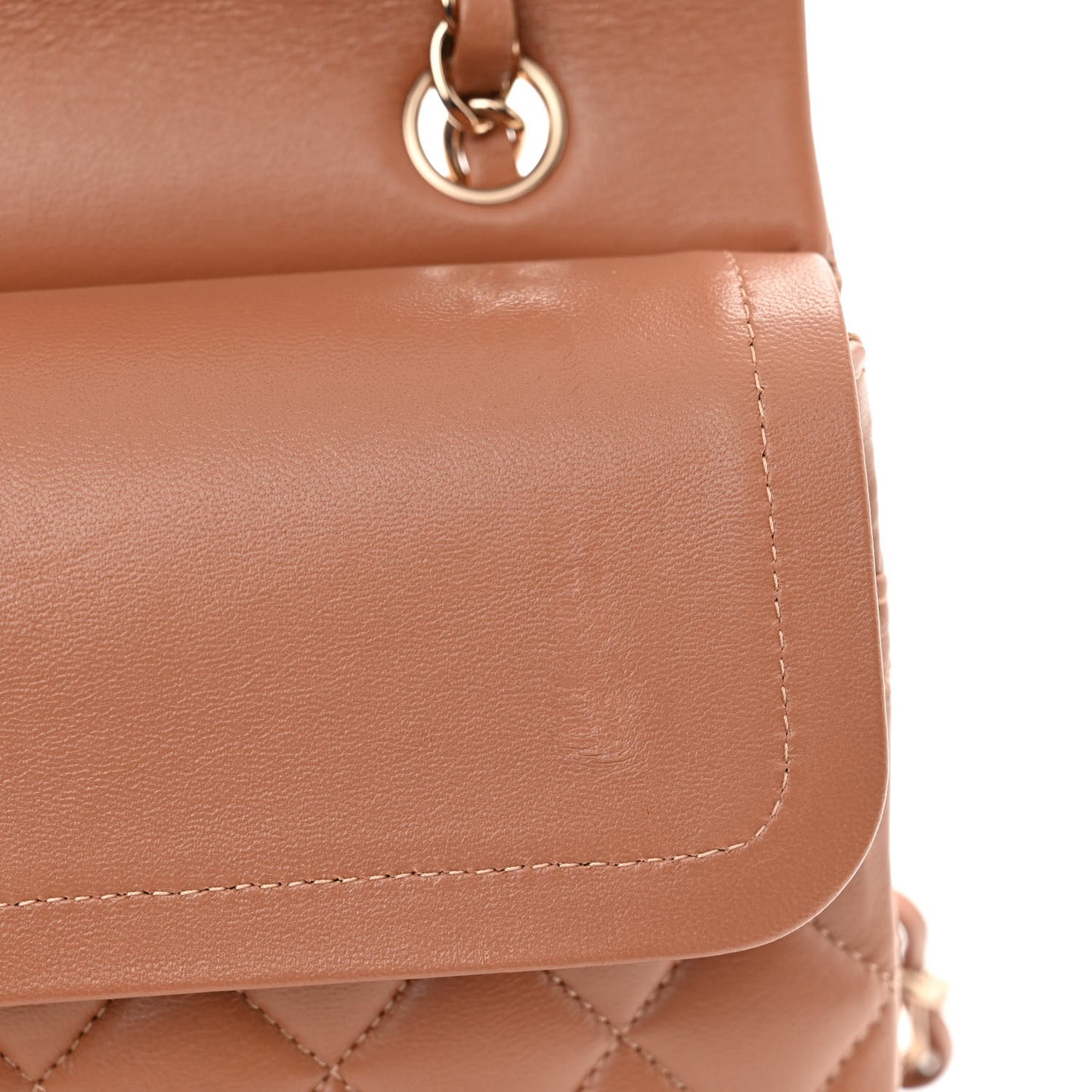 Lambskin Quilted Medium Double Flap Brown