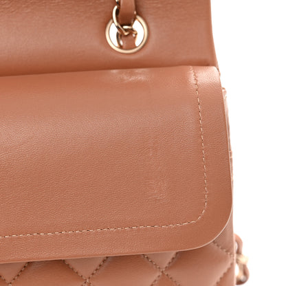 Chanel Lambskin Quilted Medium Double Flap Brown 13 of 14