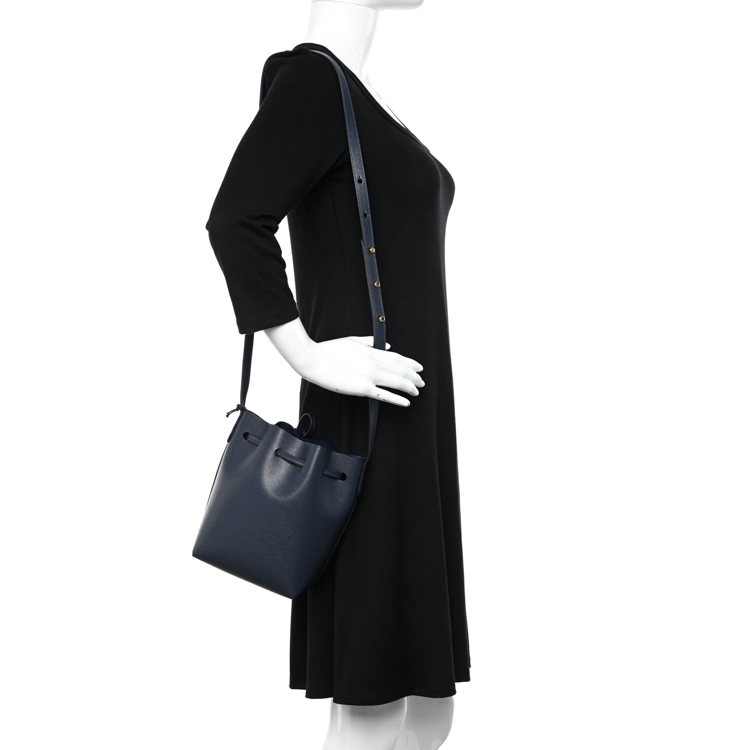 Mansur Gavriel Saffiano Mini Bucket Bag Blu 2 of 9