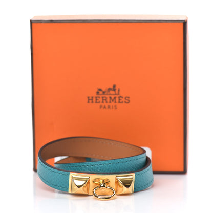 Hermes Epsom Rivale Double Tour Bracelet S Bleu Paon 6 of 6