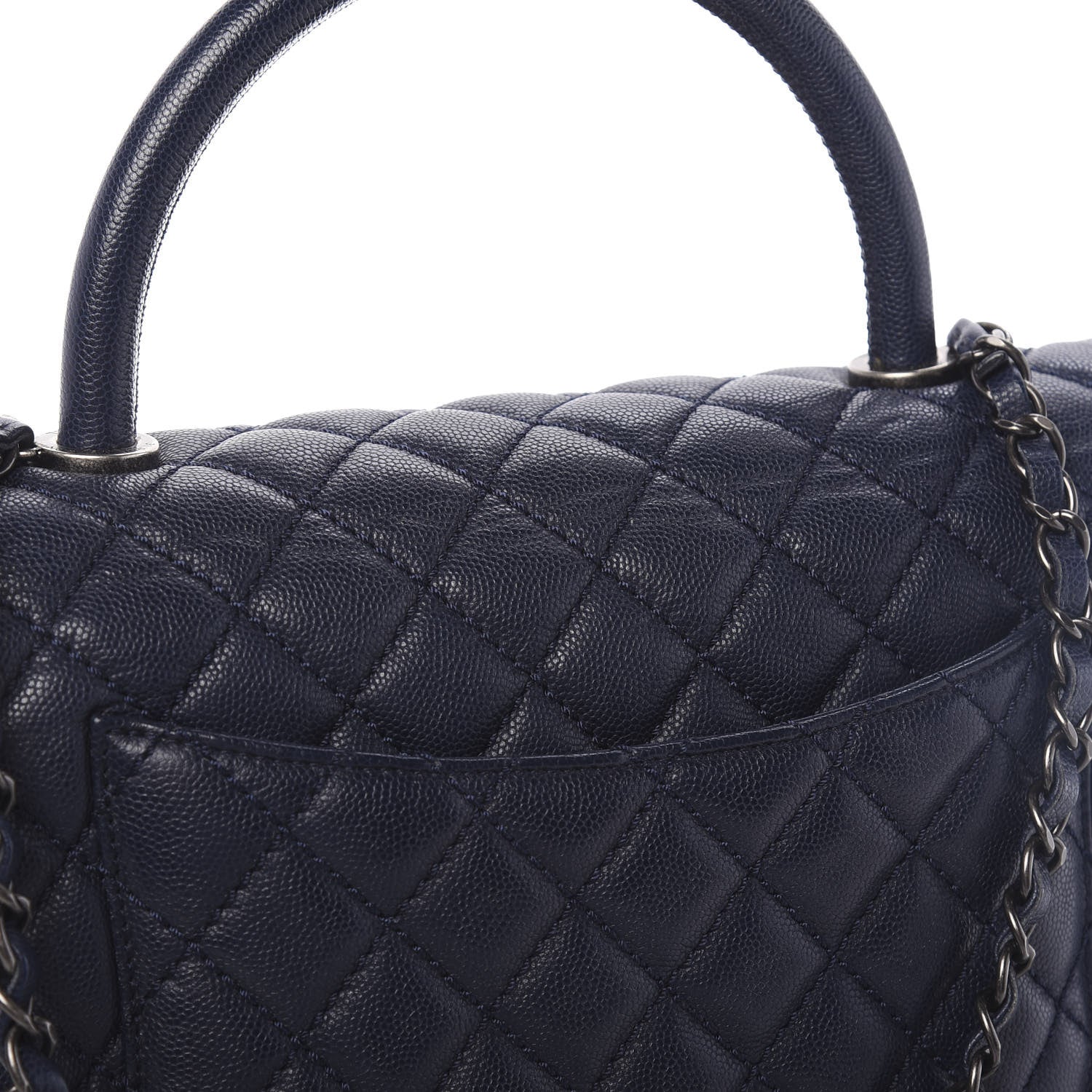 Chanel Caviar Quilted Medium Coco Handle Flap Navy Blue 11 of 11