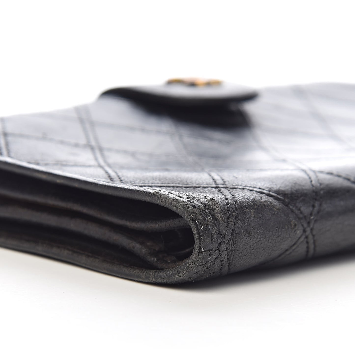 Lambskin Diamond Stitched French Wallet Black