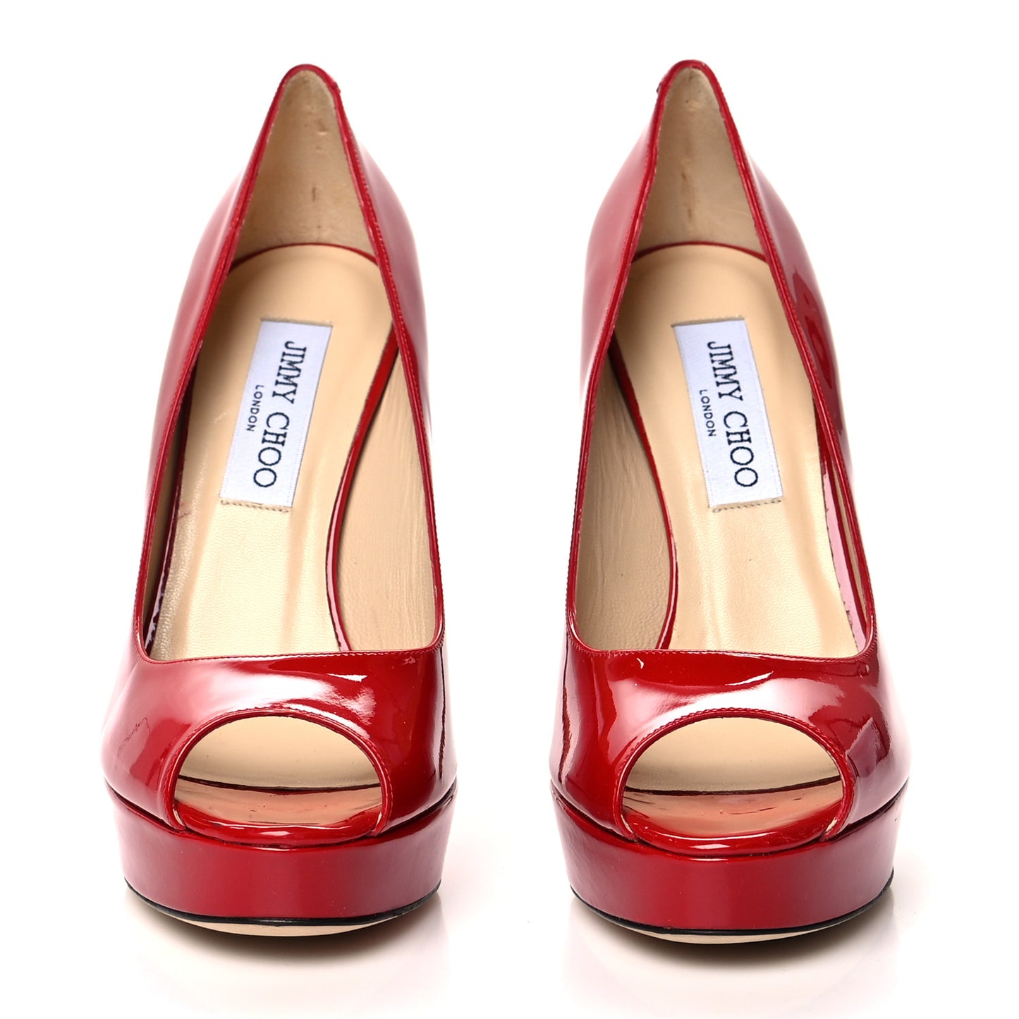 Patent Calfskin Crown 120 Peep Toe Platform Pumps 37.5 Red