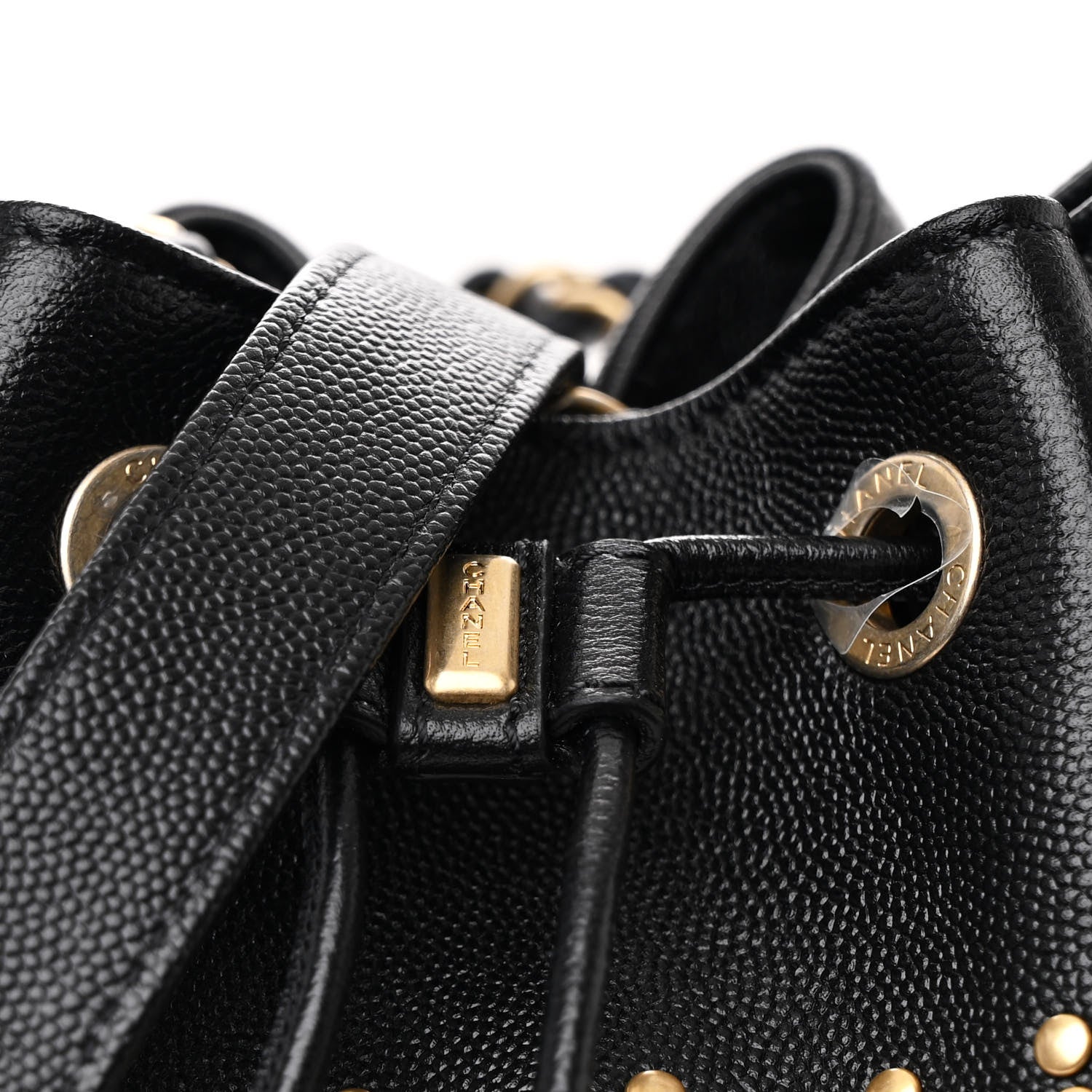 Chanel Caviar Deauville Drawstring Bucket Bag Black 8 of 10