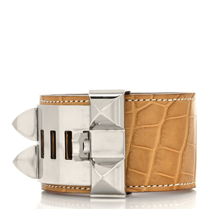 Hermes Matte Alligator Collier De Chien CDC Bracelet S Maize 3 of 5