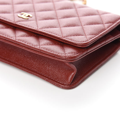 Chanel Iridescent Caviar Quilted Wallet On Chain WOC Burgundy 10 of 12