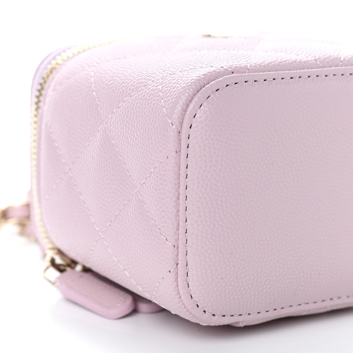 Caviar Quilted Mini Vanity Case With Chain Light Pink