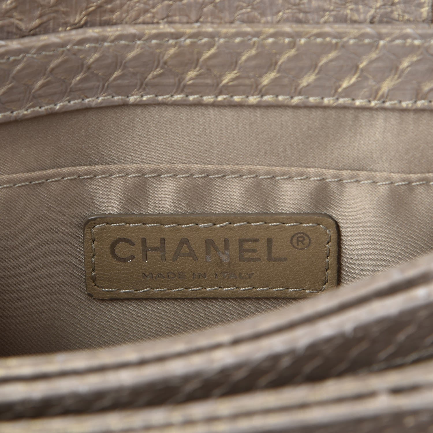 Chanel Iridescent Python Quilted Medium Clam Pocket Flap Gold 6 of 8