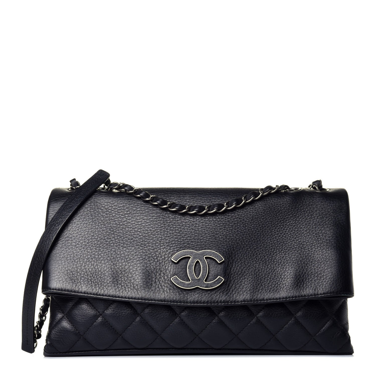 Chanel Distressed Calfskin Hamptons Flap Black 1 of 8