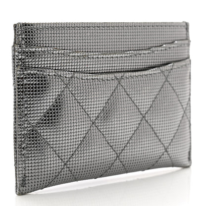Chanel Metallic Calfskin Pixel Effect Card Holder Dark Silver 3 of 8