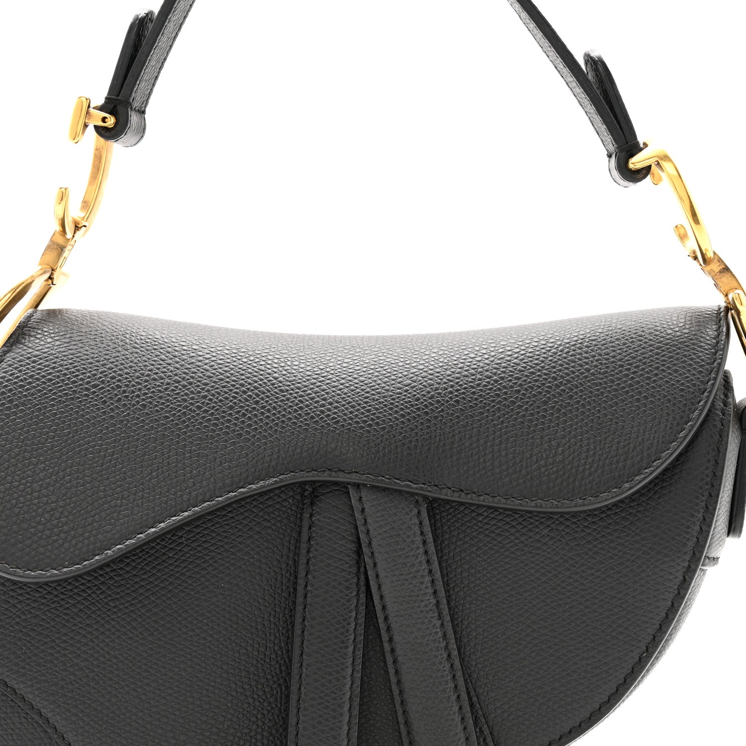 Christian Dior Grained Calfskin Mini Saddle Bag Black 1836352