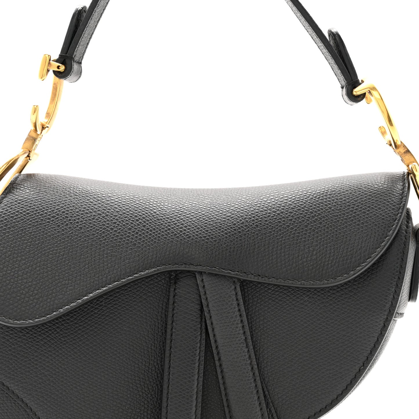 Grained Calfskin Mini Saddle Bag Black