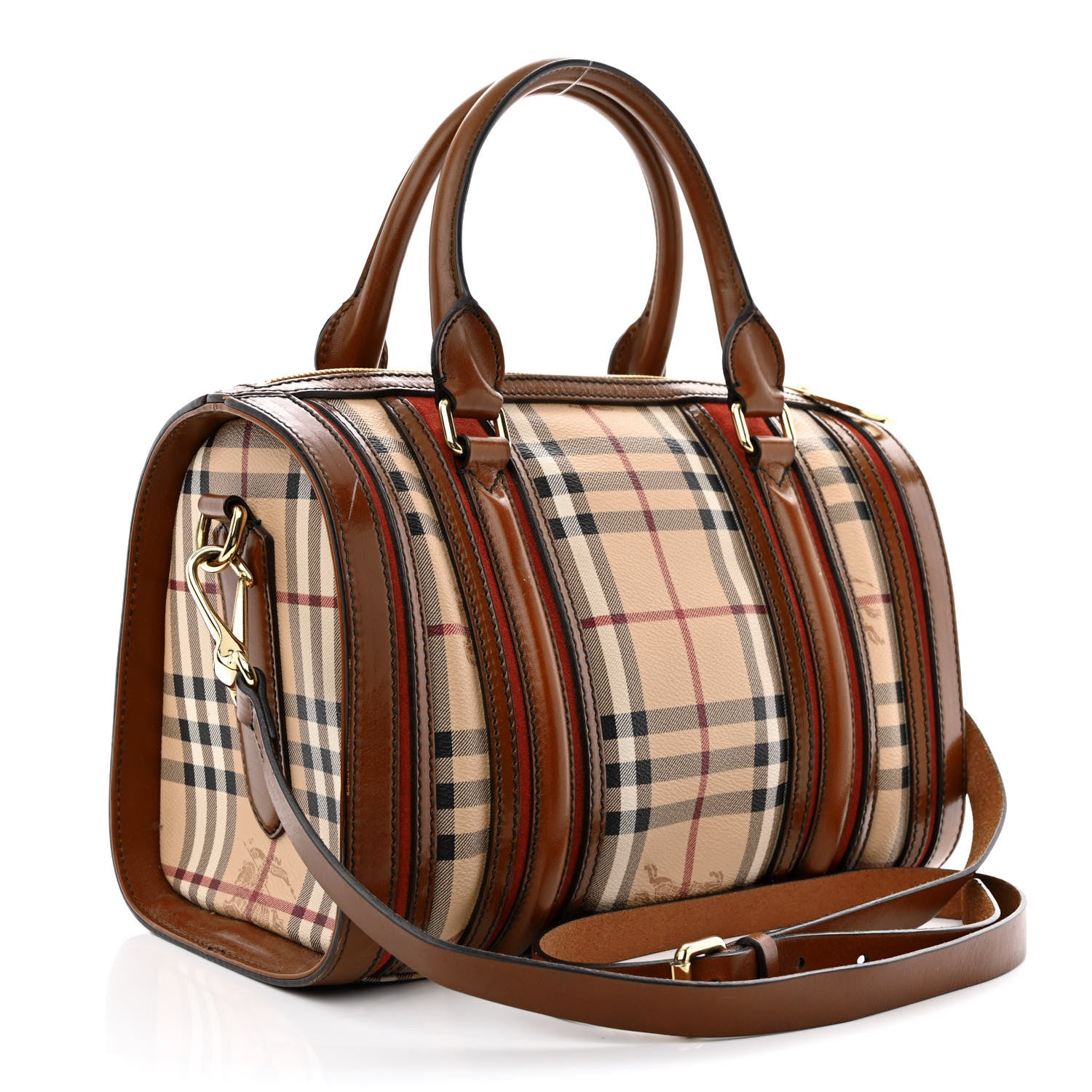 Burberry Haymarket Check Medium Alchester Bowling Bag Brown 3 of 14