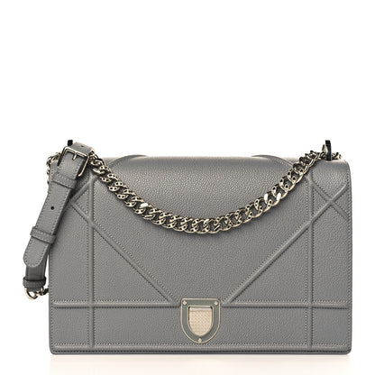 Christian Dior Grained Calfskin Large Diorama Flap Bag Grey 1 of 9