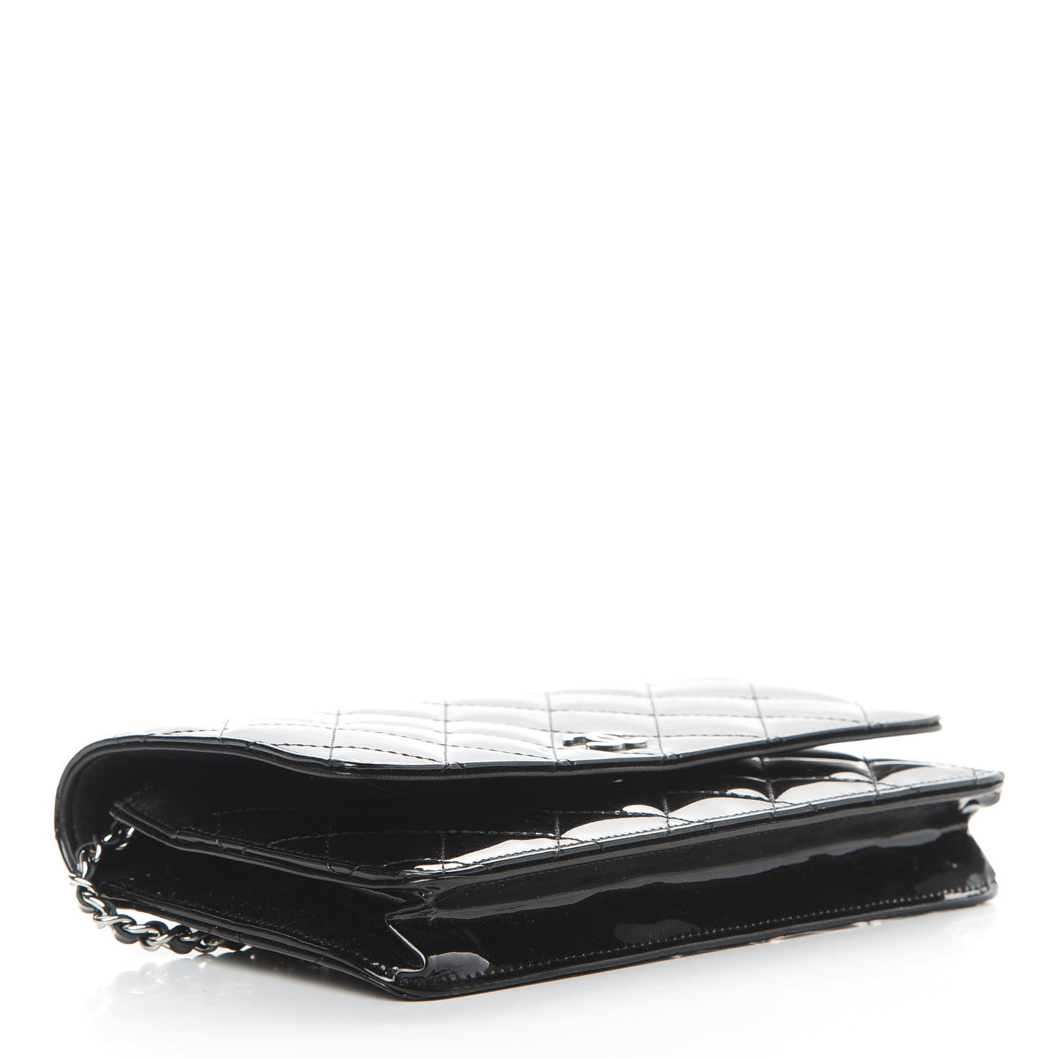 Chanel Patent Quilted Wallet On Chain WOC Black 4 of 12