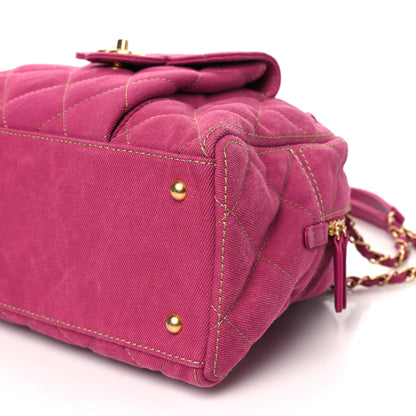 Chanel Washed Denim Quilted Bowling Bag Fuchsia 10 of 10