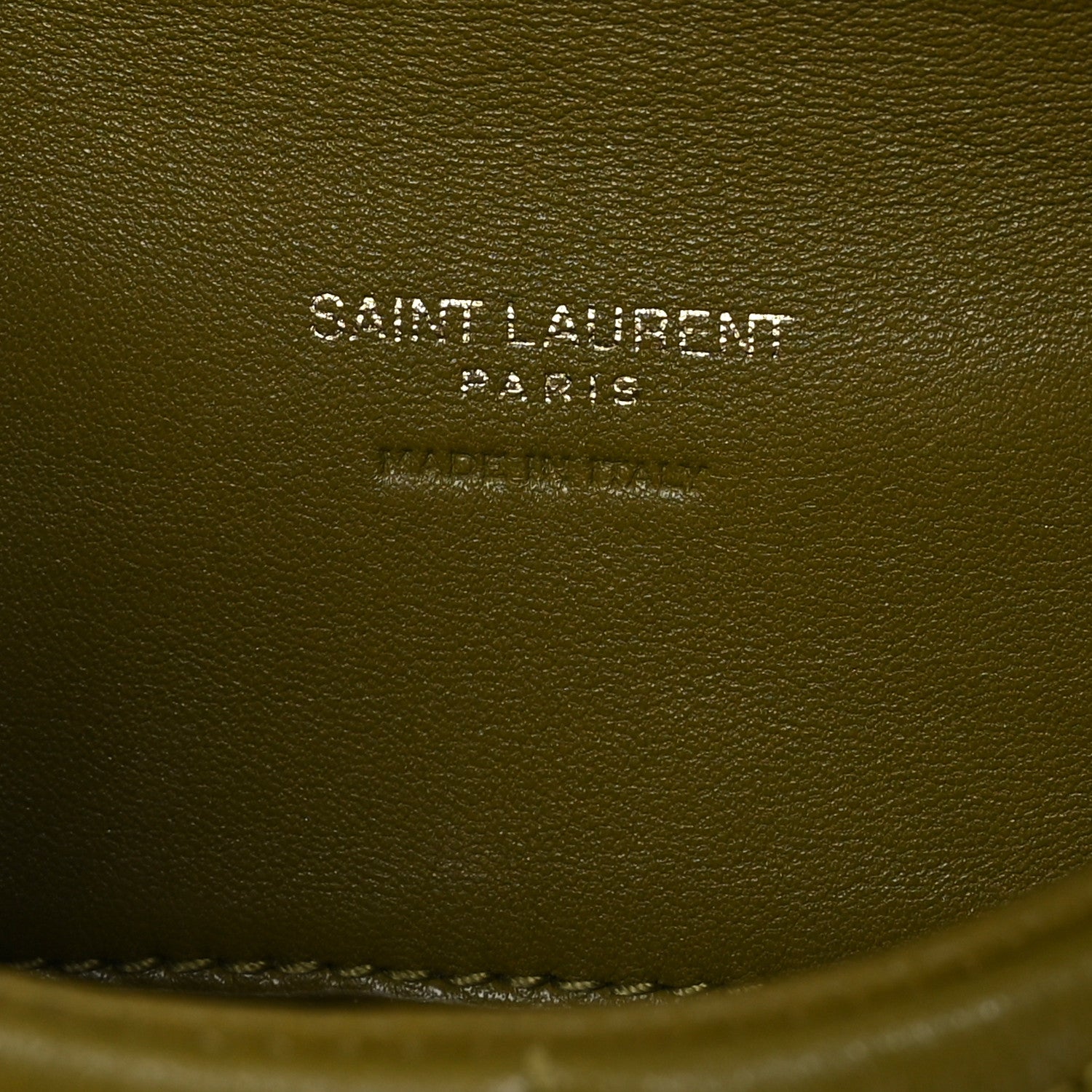 Saint Laurent Lambskin Monogram Loulou Puffer Pouch Clutch Olive 6 of 12