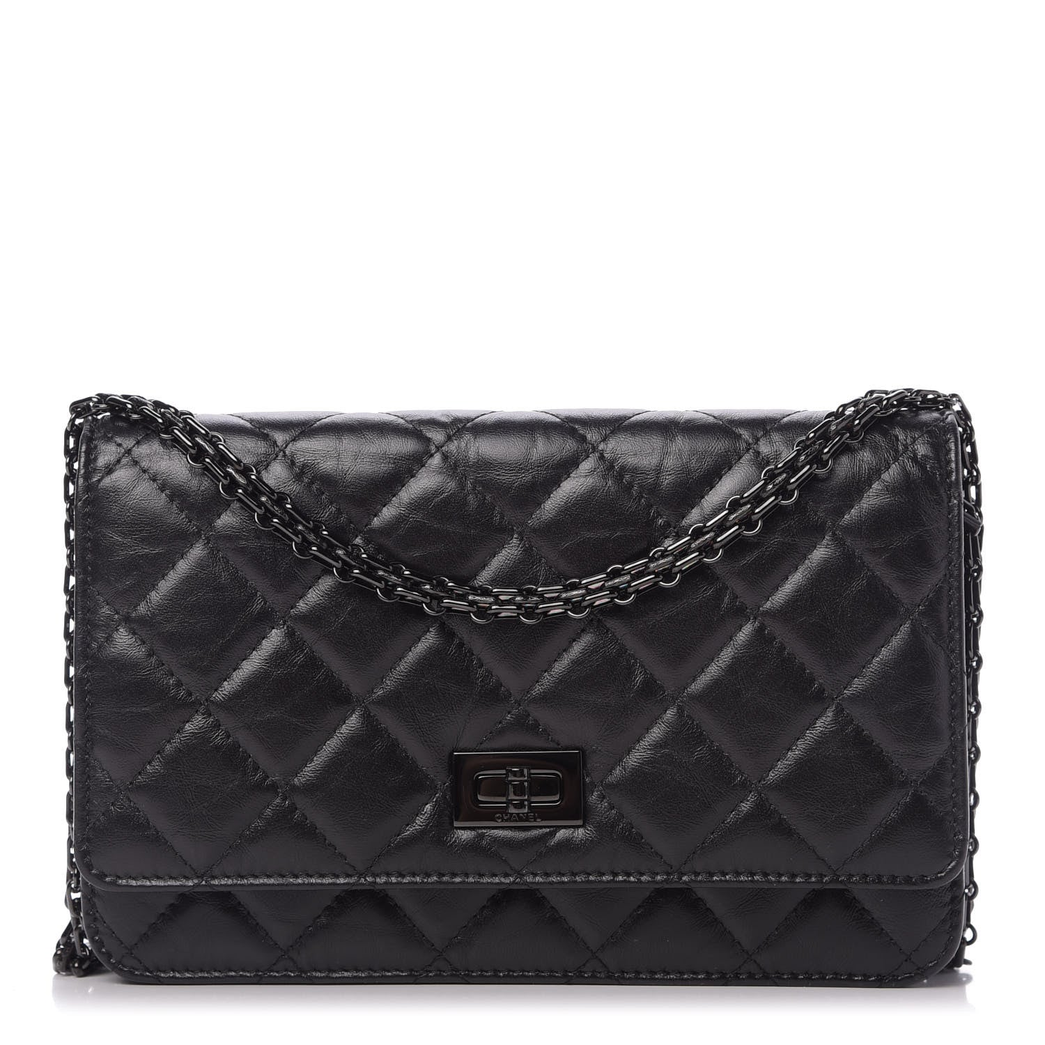Chanel Aged Calfskin Quilted Reissue Wallet On Chain WOC So Black 1 of 10