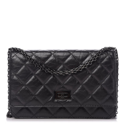 Chanel Aged Calfskin Quilted Reissue Wallet On Chain WOC So Black 1 of 10
